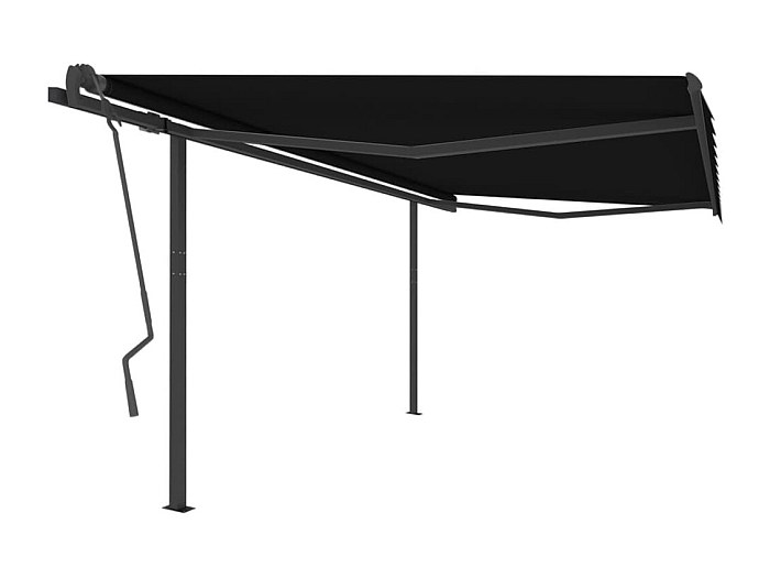 VidaXL Tenda Da Sole Retrattile Manuale 3x2,5 M – Con Pali, Tessuto Impermeabile Antracite, Telaio Alluminio - 3