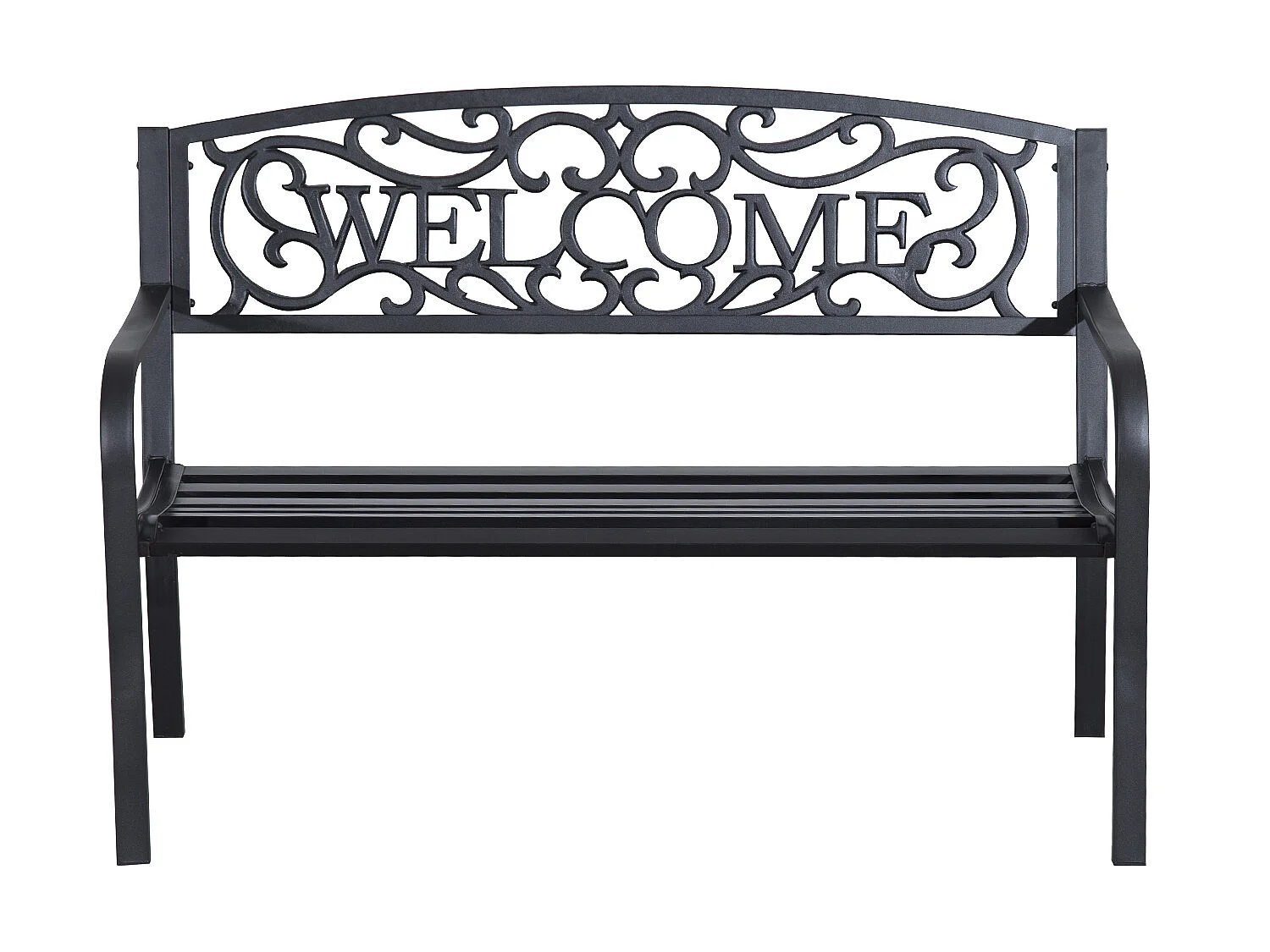 Banc 3 places de jardin dim. 126L x 60l x 85H cm métal époxy anticorrosion fonte noir