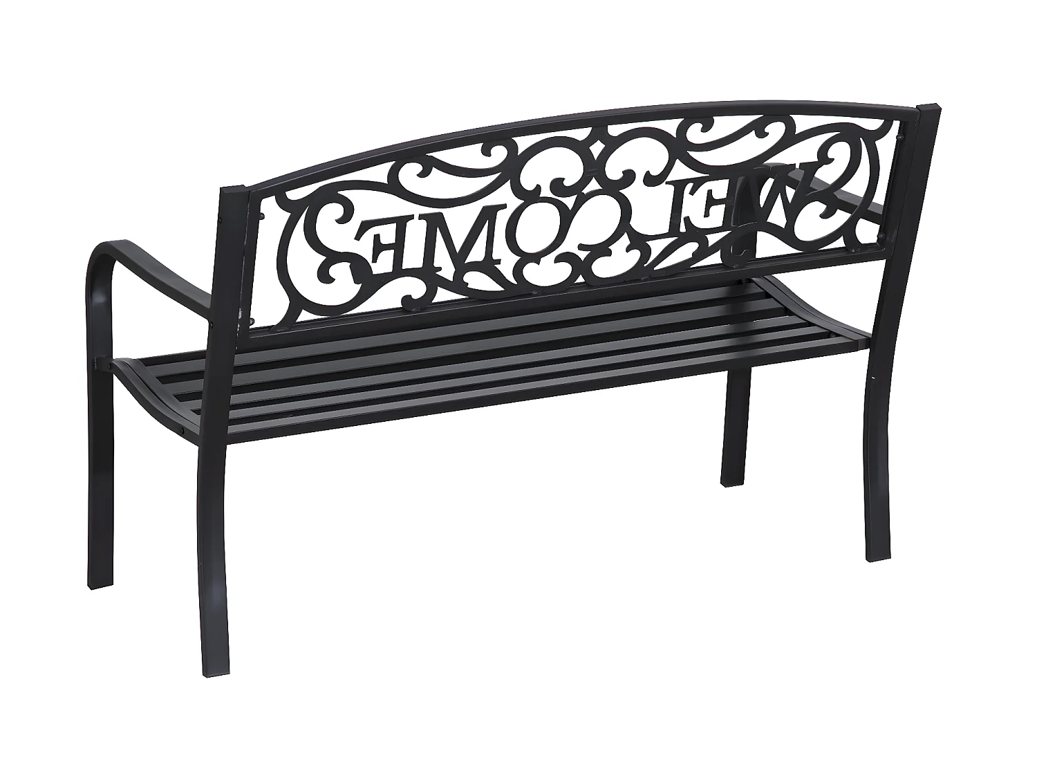 Banc 3 places de jardin dim. 126L x 60l x 85H cm métal époxy anticorrosion fonte noir