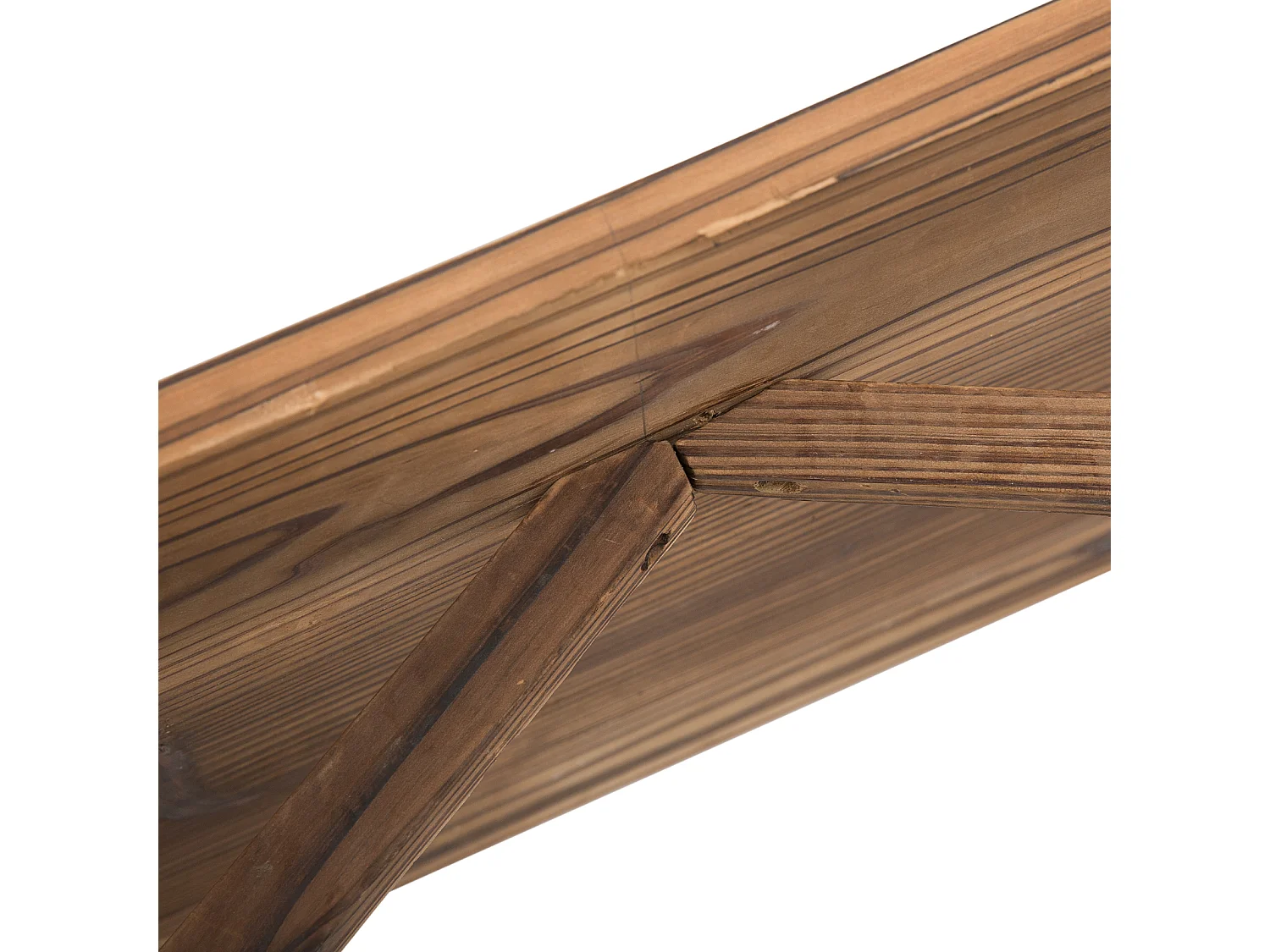 Banc de jardin 3 places style rustique chic accoudoirs roues de charette bois sapin traité carbonisation