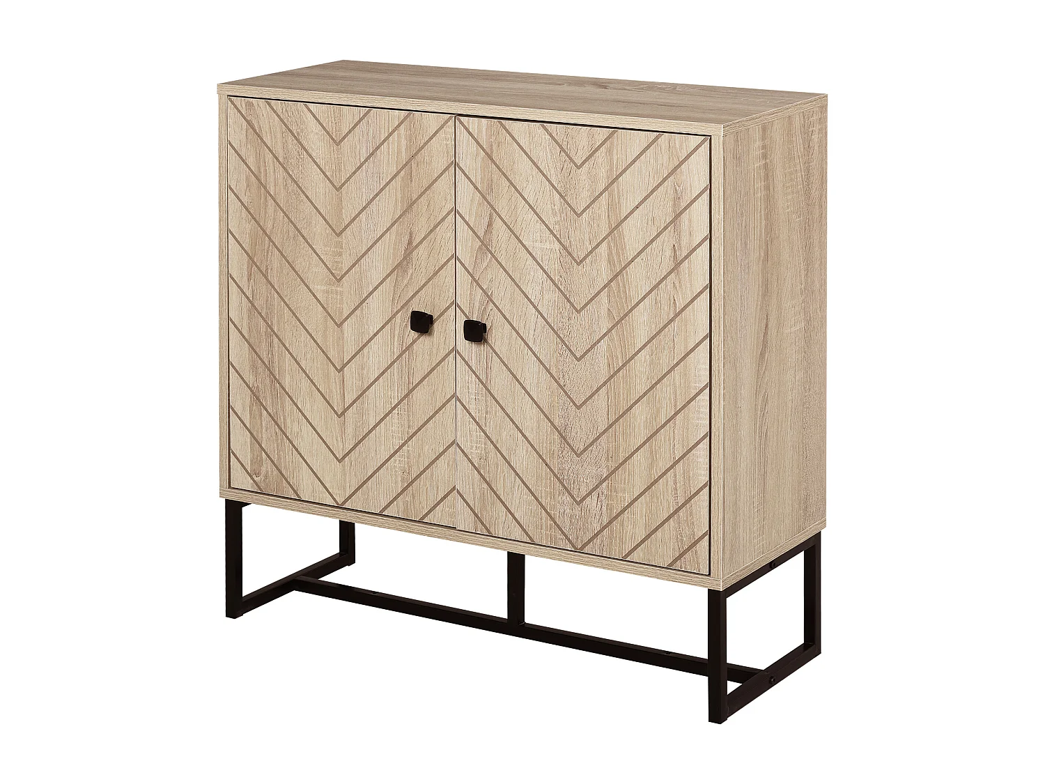 HOMCOM Buffet meuble de rangement 2 portes bois et pieds en métal noir dim. 80L x 29,5l x 80H cm