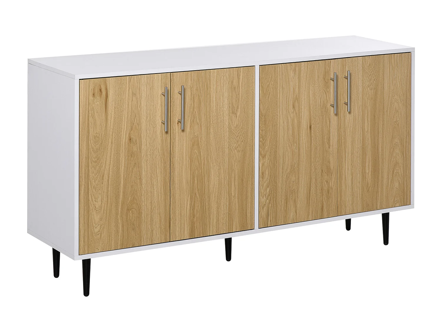 Buffet meuble de rangement 2 placards 2 portes avec étagères réglables blanc chêne clair