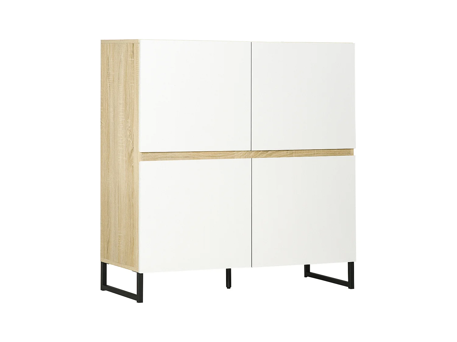 Buffet meuble de rangement 4 portes piétement acier 100L x 41,5l x 107H cm