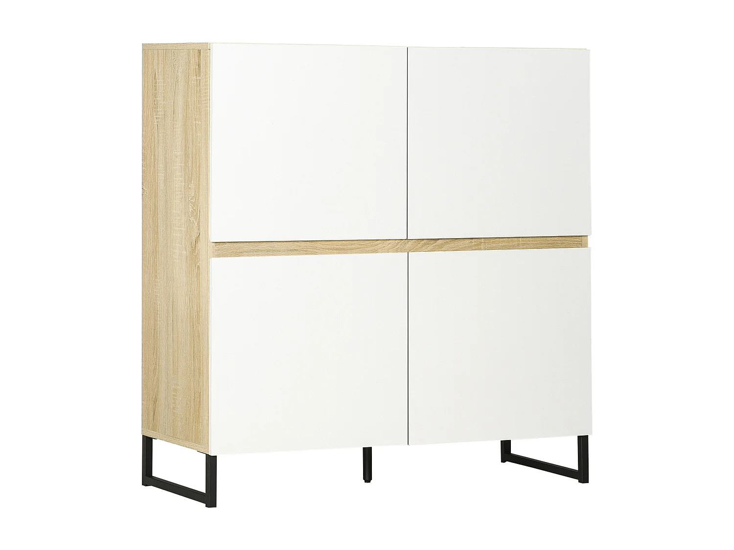 Buffet meuble de rangement 4 portes piétement acier 100L x 41,5l x 107H cm