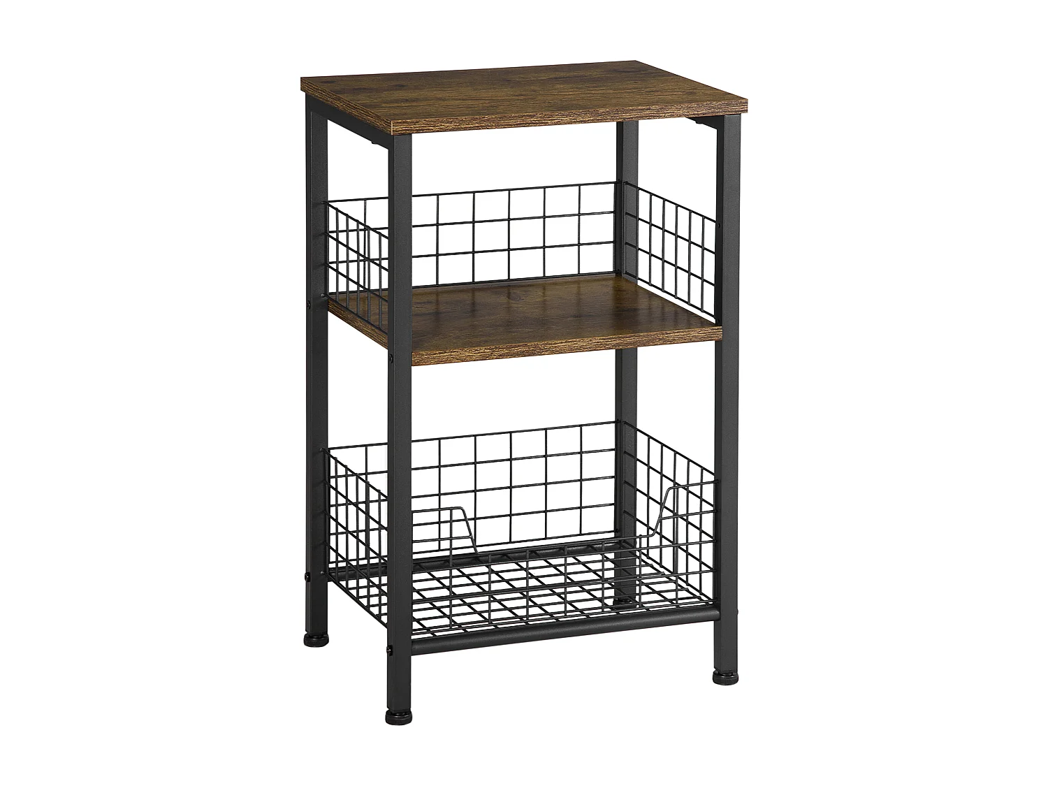 Meuble d'appoint avec étagères de rangement style industriel en métal et panneaux de particules