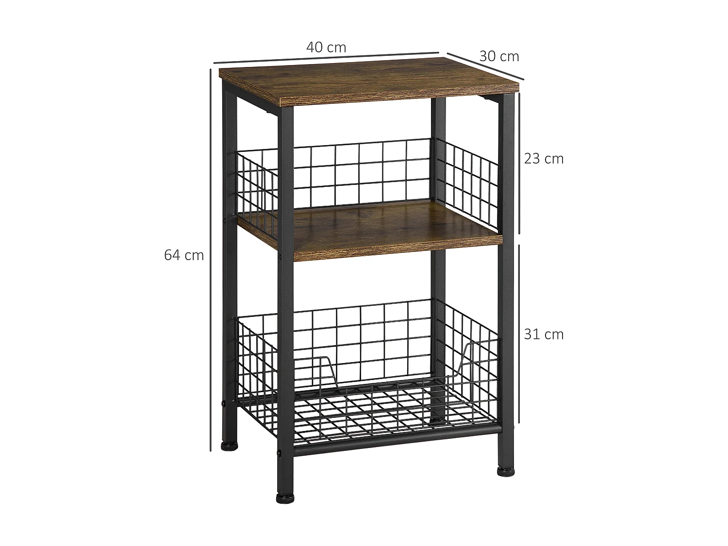 Meuble d'appoint avec étagères de rangement style industriel en métal et panneaux de particules