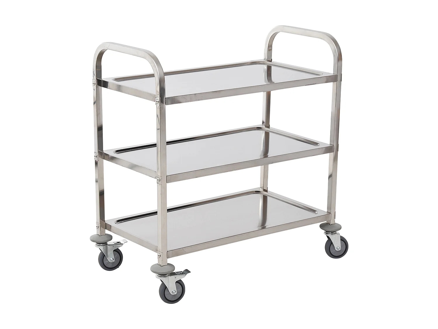 HOMCOM Chariot de service desserte de cuisine à roulettes 3 étagères 85L x 45l x 90H cm acier inox. chromé