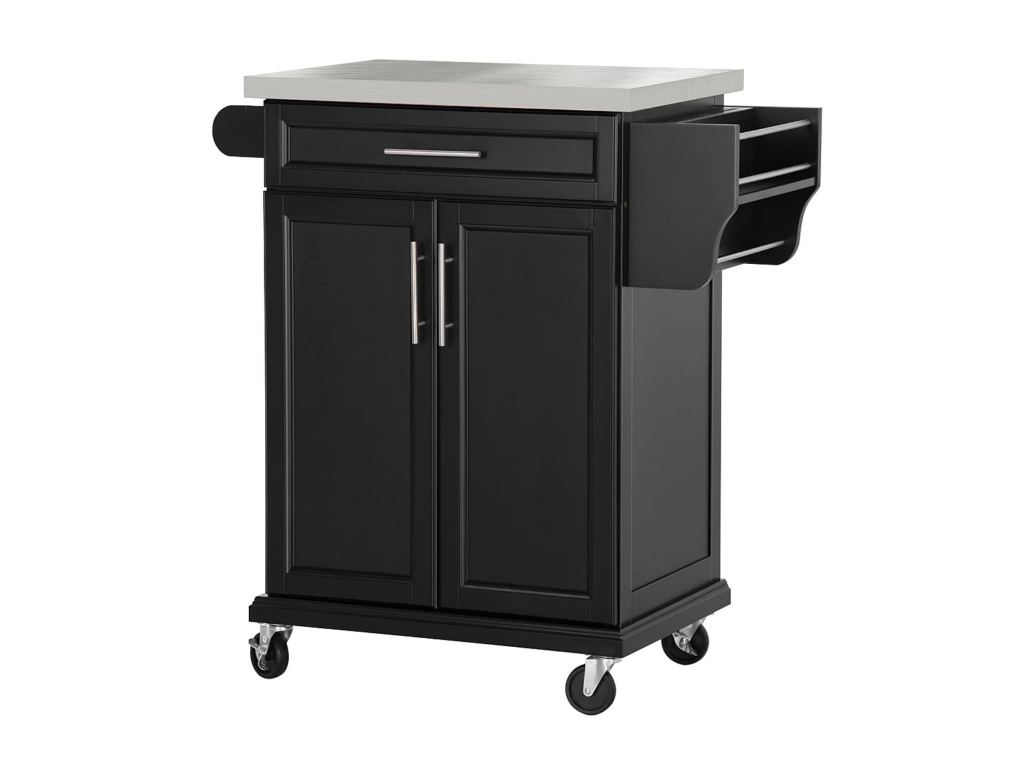 Chariot de Cuisine Desserte à Roulettes en Bois Noir - Design Élégant et Pratique