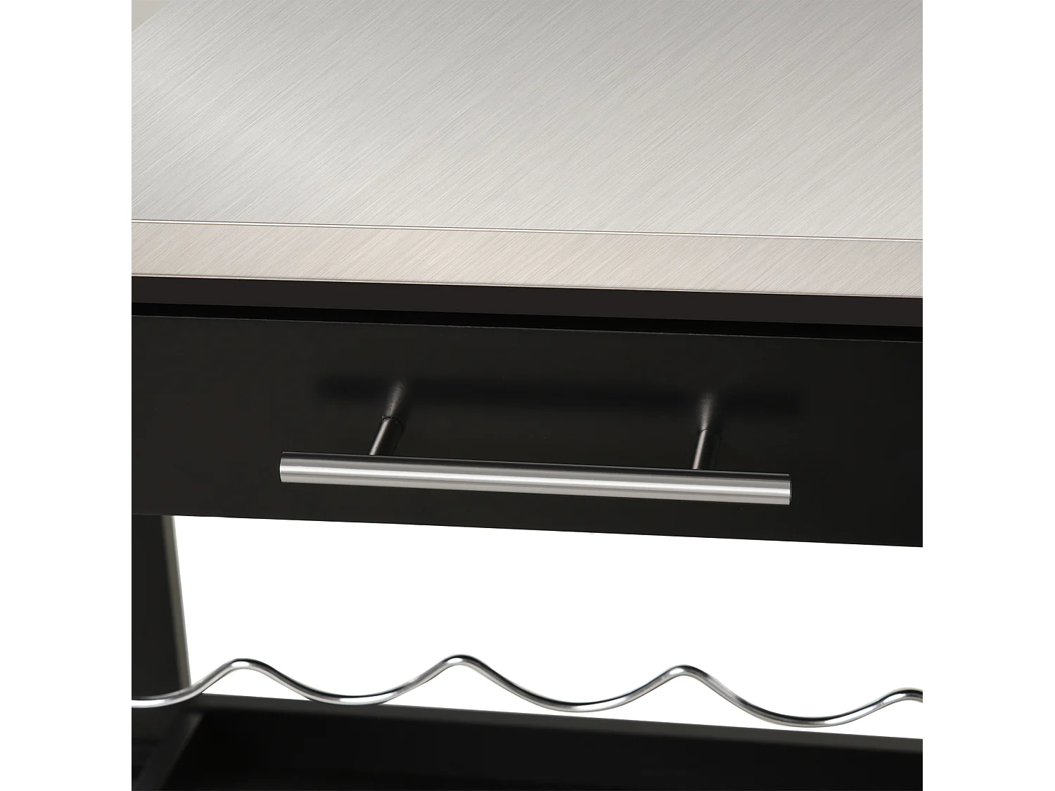 HOMCOM Chariot de service desserte de cuisine à roulettes multi-rangements 60L x 40l x 85H cm plateau acier inox. MDF pin noir