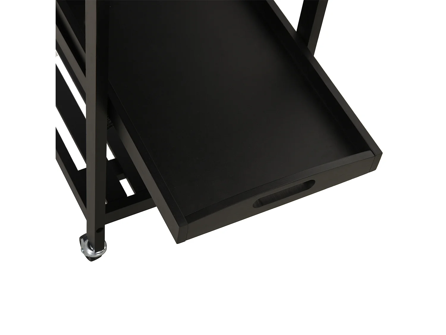 HOMCOM Chariot de service desserte de cuisine à roulettes multi-rangements 60L x 40l x 85H cm plateau acier inox. MDF pin noir