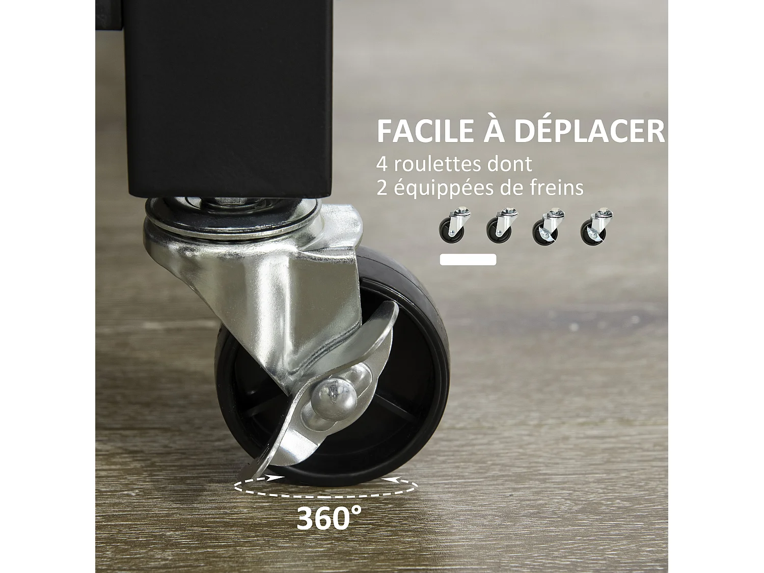 HOMCOM Chariot desserte de cuisine à roulettes avec tiroir - dim. 60 x 50 x 84,5 cm - noir et imitation bois