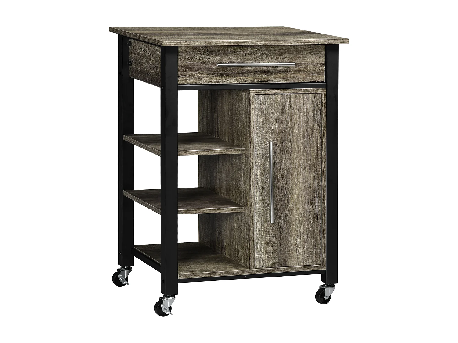 HOMCOM Chariot desserte de cuisine à roulettes avec tiroir - dim. 60 x 50 x 84,5 cm - noir et imitation bois