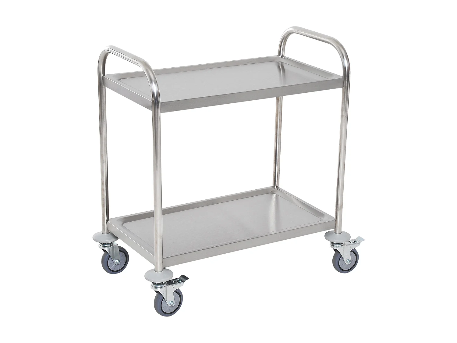 HOMCOM Chariot de service desserte de cuisine à roulettes 2 étagères 71L x 41l x 81H cm acier inox. chromé