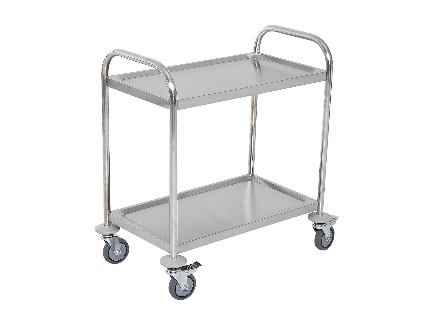 HOMCOM Chariot de service desserte de cuisine à roulettes 2 étagères 71L x 41l x 81H cm acier inox. chromé
