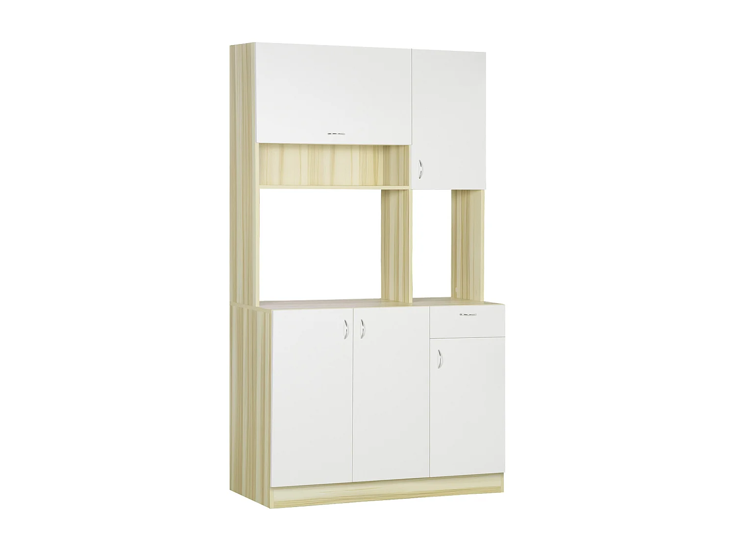HOMCOM Armoire de cuisine contemporaine rangement- buffet haut - 5 portes, 1 tiroir, 3 niches - 102 x 48 x 180 cm