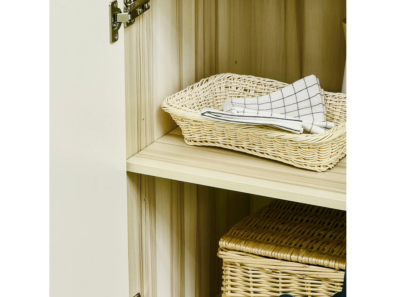 HOMCOM Armoire de cuisine contemporaine rangement- buffet haut - 5 portes, 1 tiroir, 3 niches - 102 x 48 x 180 cm