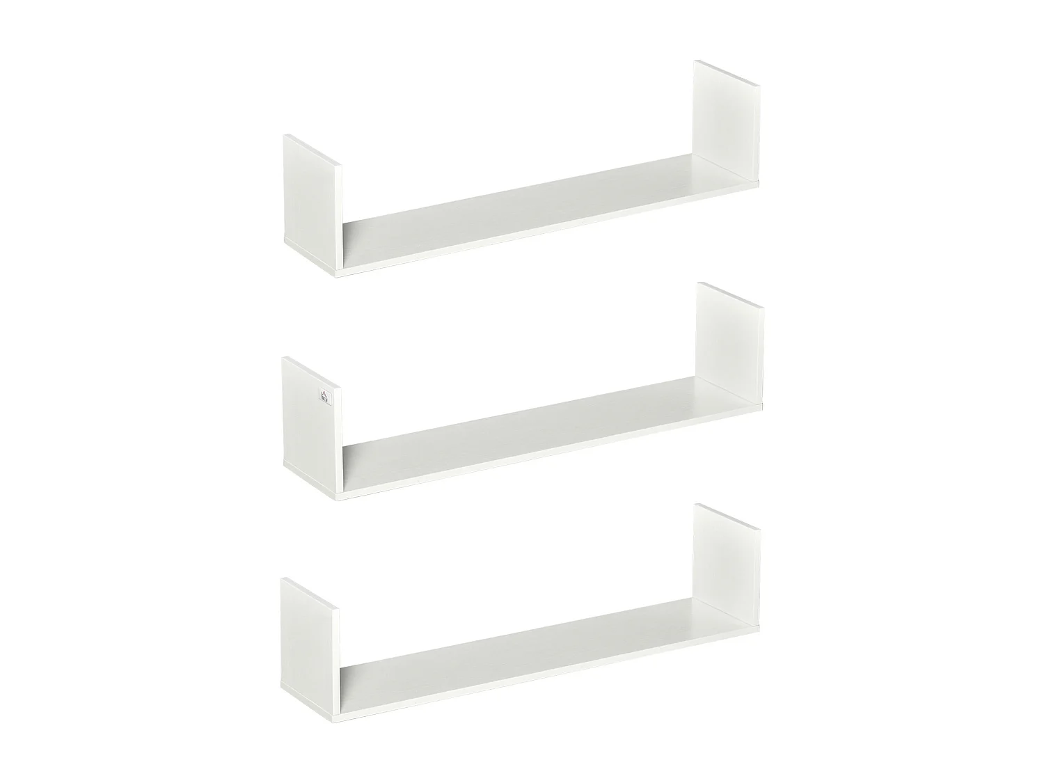 Lot de 3 étagères murales flottantes - dim. 80L x 18l x 18H cm - kit complet de fixation inclus - MDF grain de bois blanc