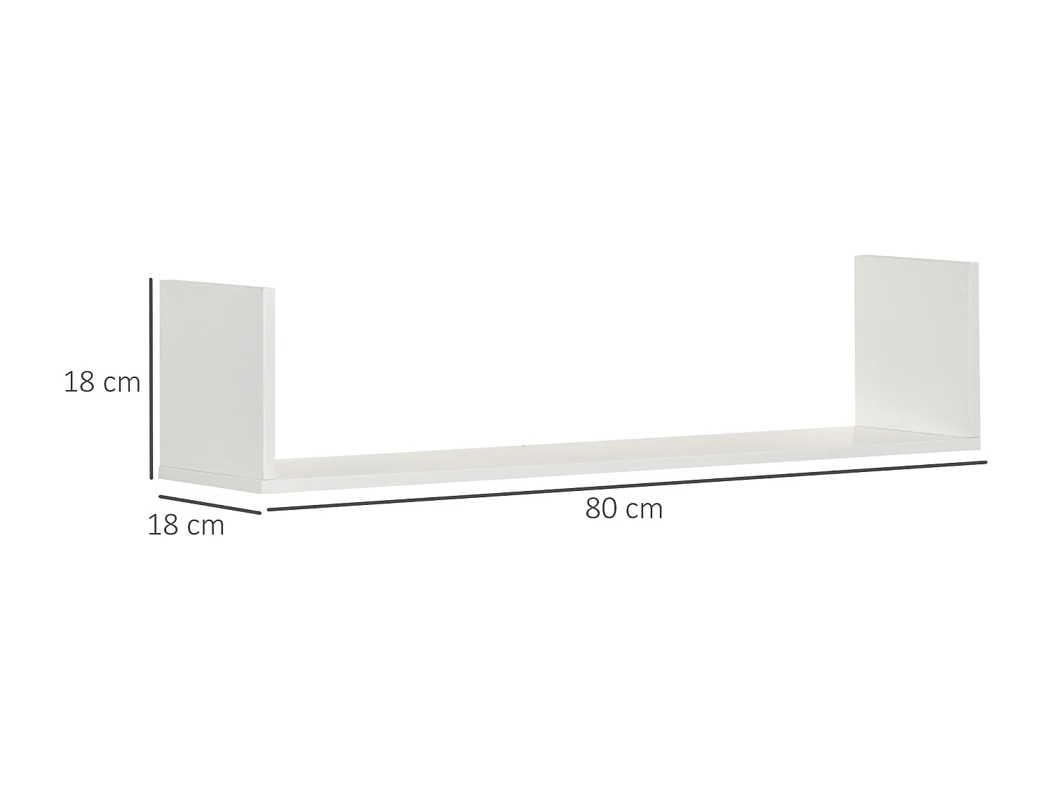 Lot de 3 étagères murales flottantes - dim. 80L x 18l x 18H cm - kit complet de fixation inclus - MDF grain de bois blanc