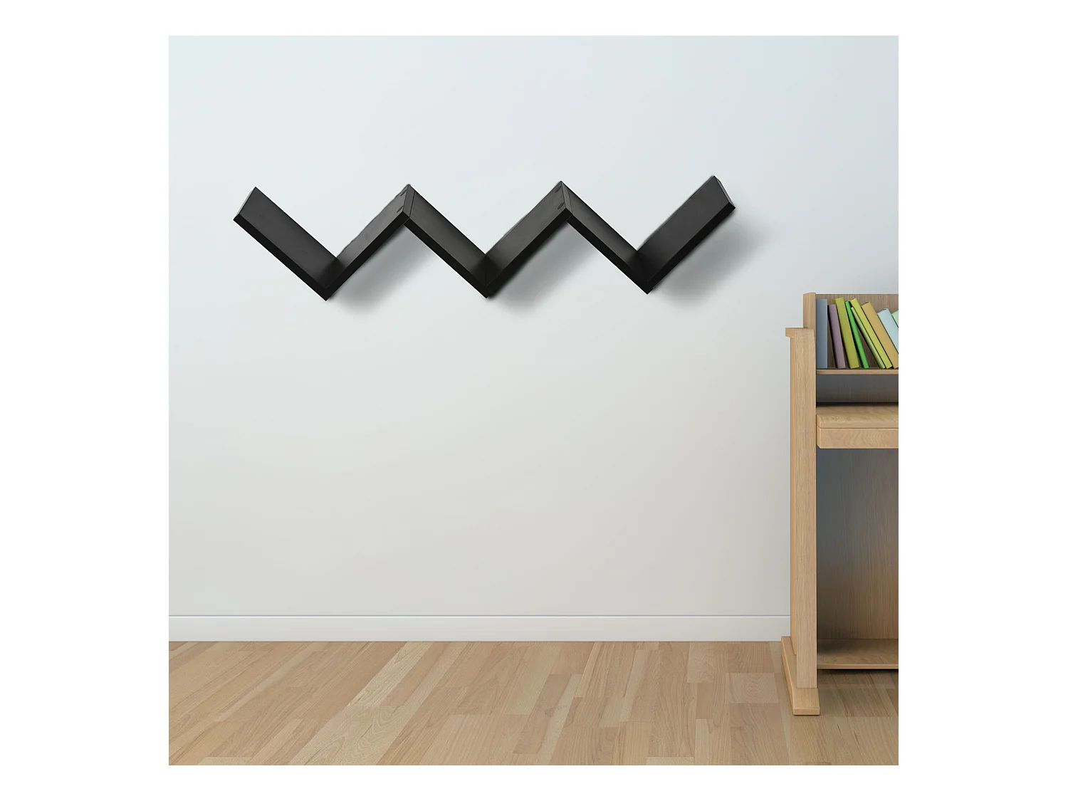 HOMCOM Etagères murale flottante - design contemporain en V - kit fixation inclus - panneaux particules noir