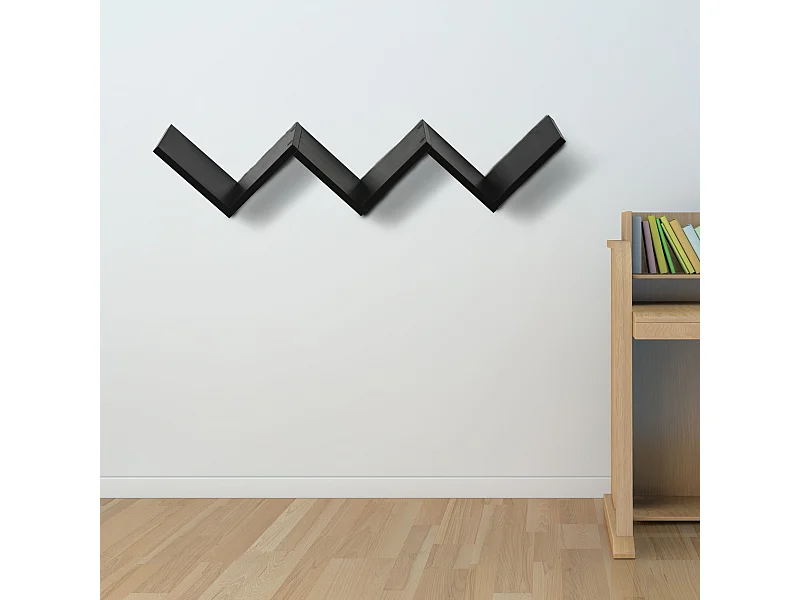 HOMCOM Etagères murale flottante - design contemporain en V - kit fixation inclus - panneaux particules noir