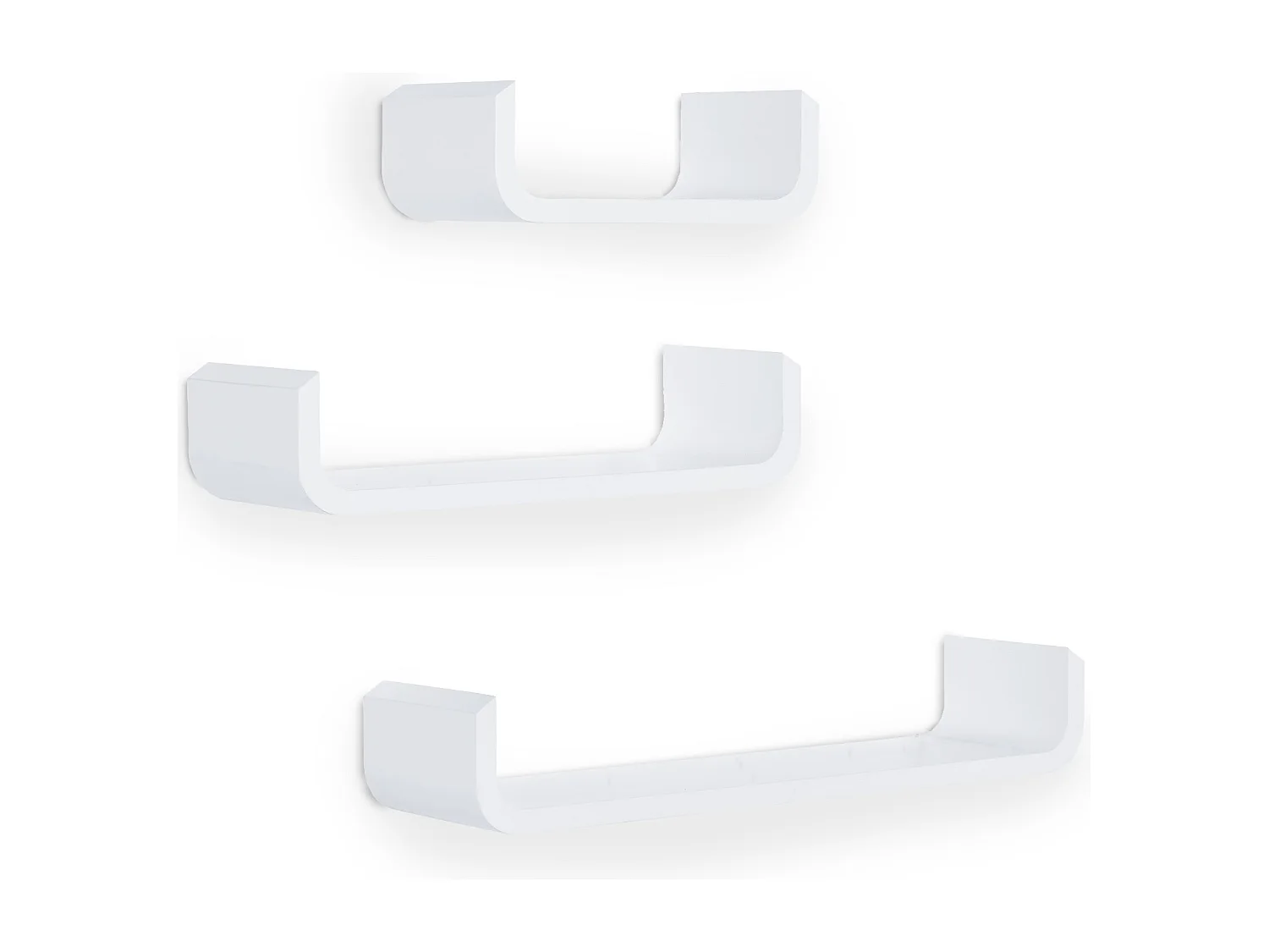 HOMCOM Lot de 3 étagères murales flottantes design contemporain courbé kit fixation inclus MDF blanc
