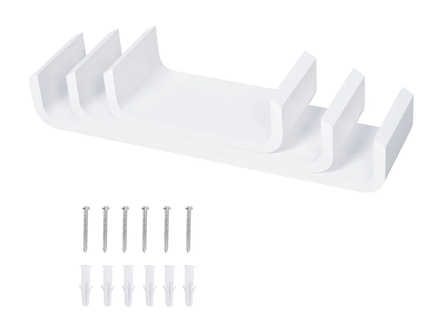 HOMCOM Lot de 3 étagères murales flottantes design contemporain courbé kit fixation inclus MDF blanc