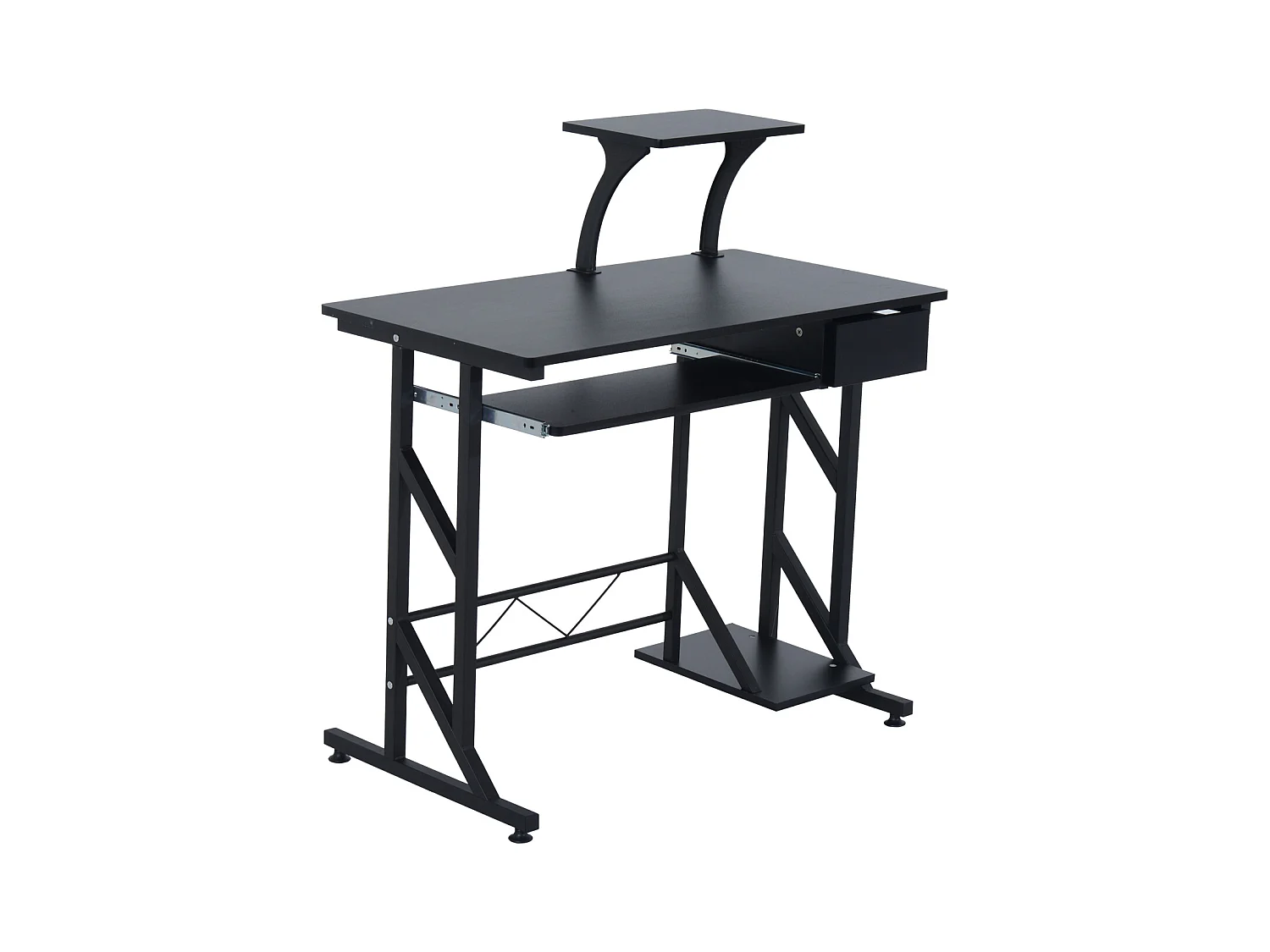 Bureau informatique compact avec étagères de rangement, table d'ordinateur en MDF, design multifonction, 90 x 50 x 100 cm, noir
