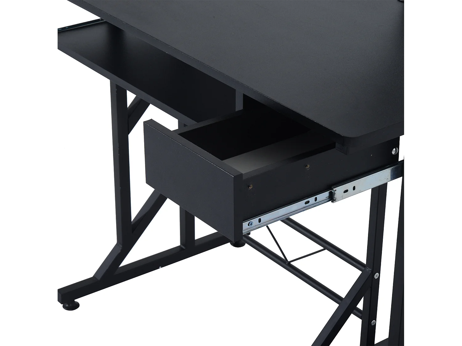 Bureau informatique compact avec étagères de rangement, table d'ordinateur en MDF, design multifonction, 90 x 50 x 100 cm, noir