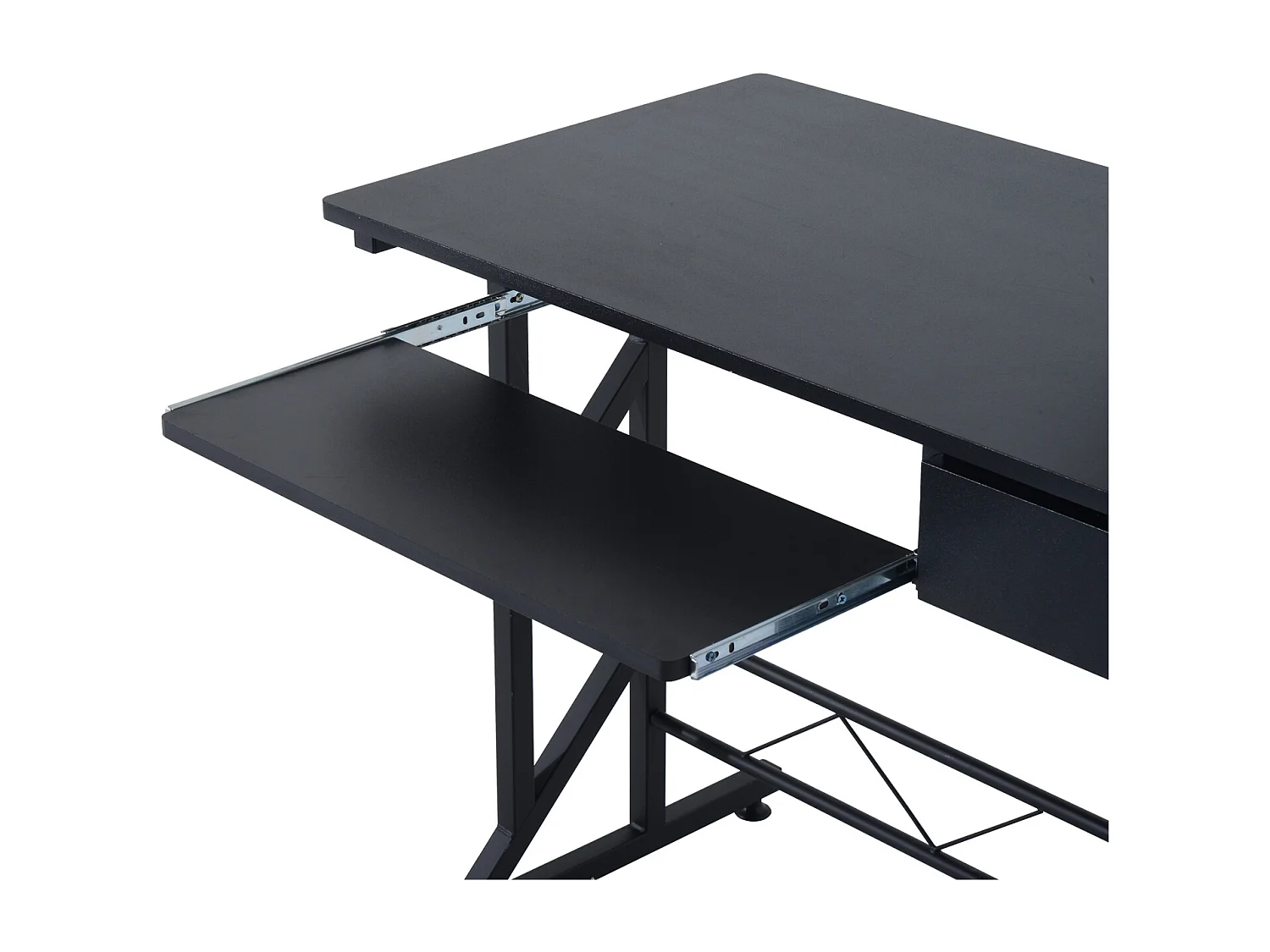 Bureau informatique compact avec étagères de rangement, table d'ordinateur en MDF, design multifonction, 90 x 50 x 100 cm, noir