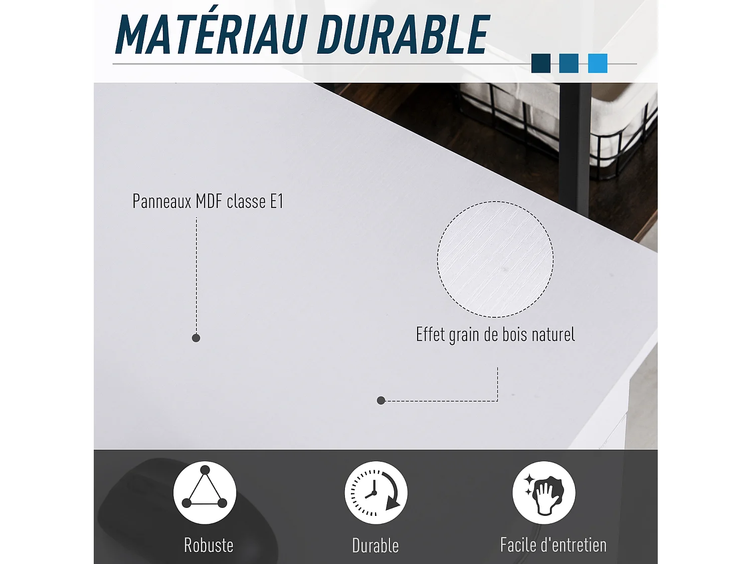 Bureau informatique multimédia multi-rangements avec étagère tiroir tablette clavier MDF 120 x 60 x 74 cm blanc