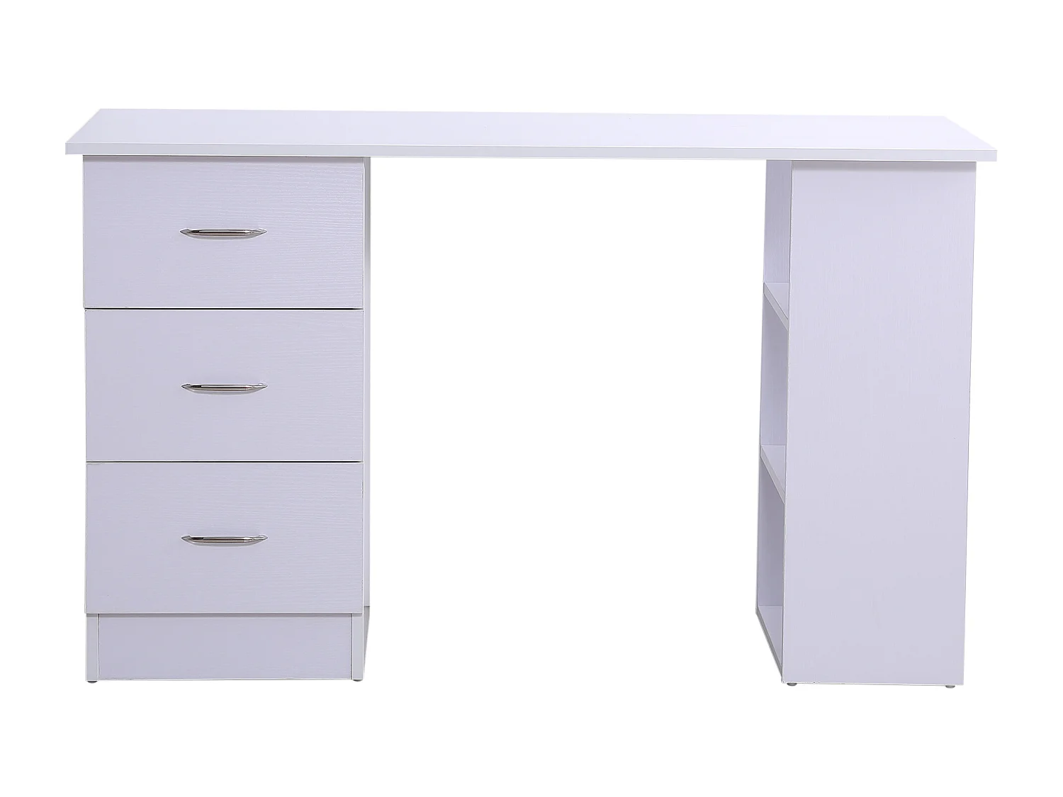 Bureau informatique table multi-fonctions 3 tiroirs 2 étagères dim. 120L x 49l x 72H cm MDF blanc