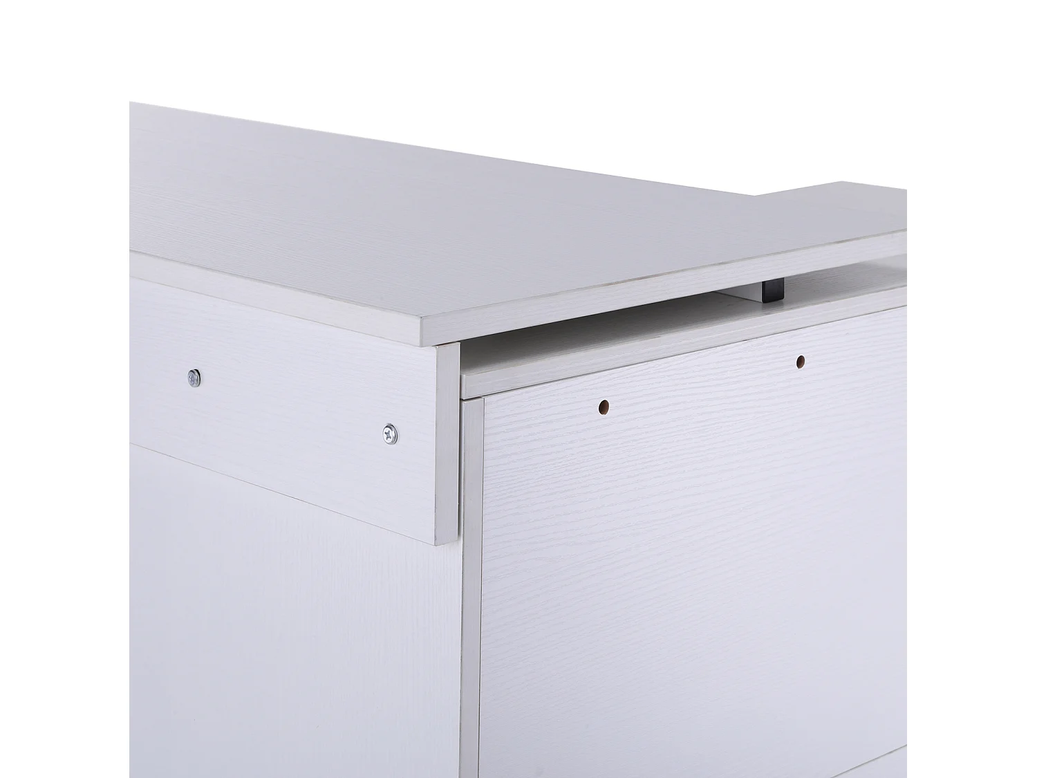 Bureau d'angle bureau droit modulable 2 en 1 bureau informatique tiroirs x 3 + 2 niches MDF blanc