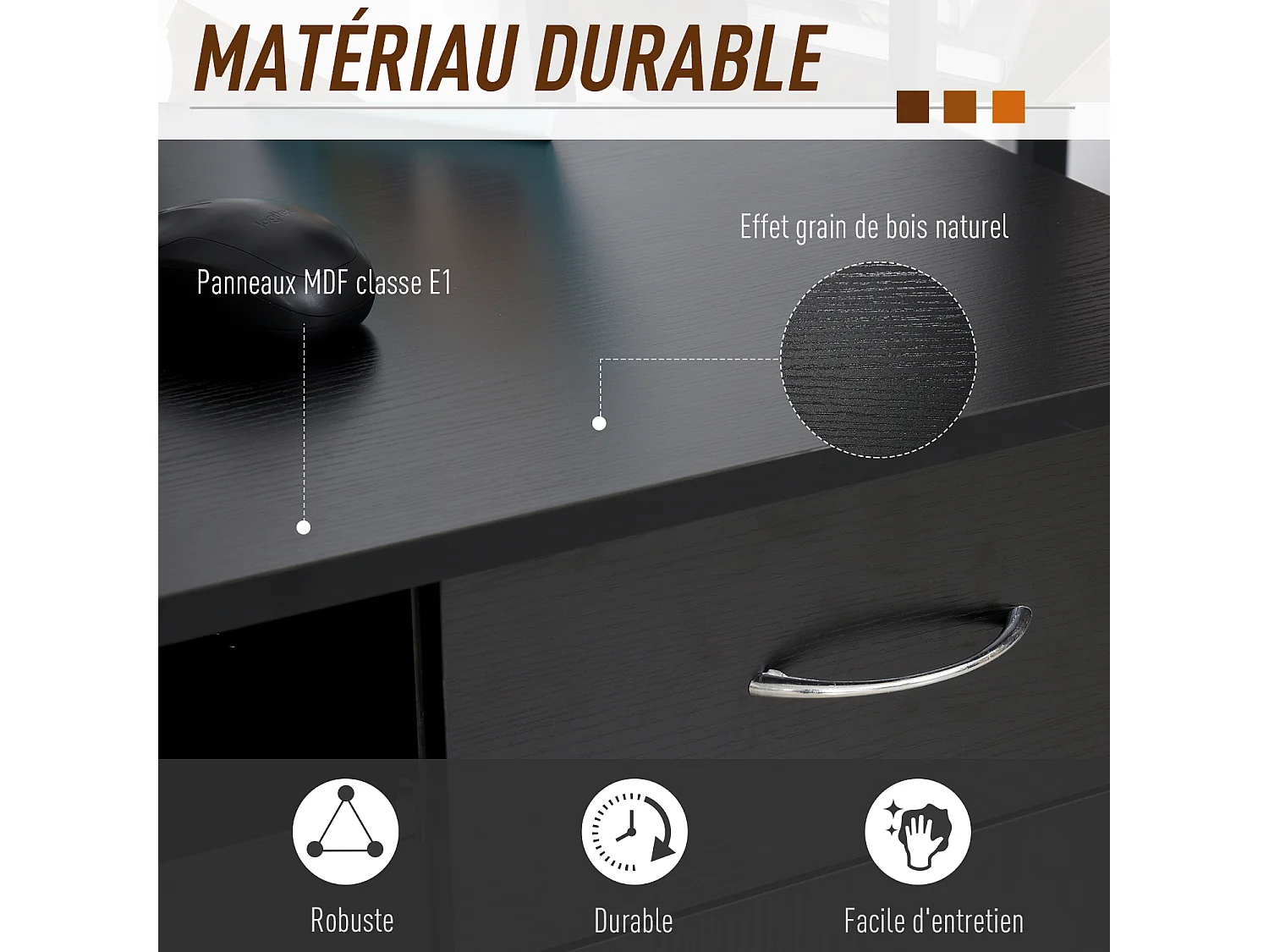 Bureau informatique multimédia multi-rangements avec étagère tiroir tablette clavier MDF 120 x 60 x 74 cm noir