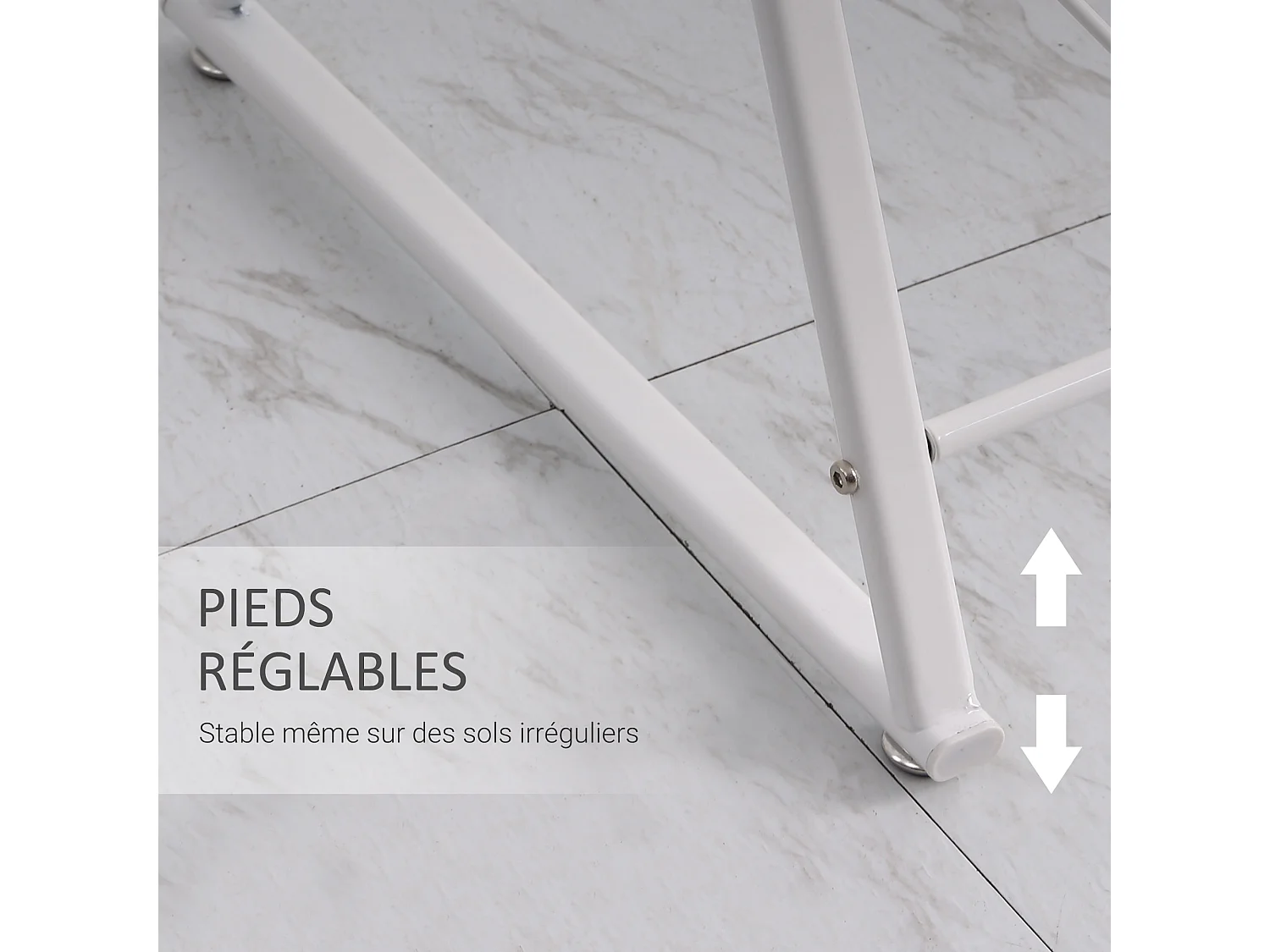 Bureau informatique design contemporain plateau verre trempé décor New-York châssis métal blanc