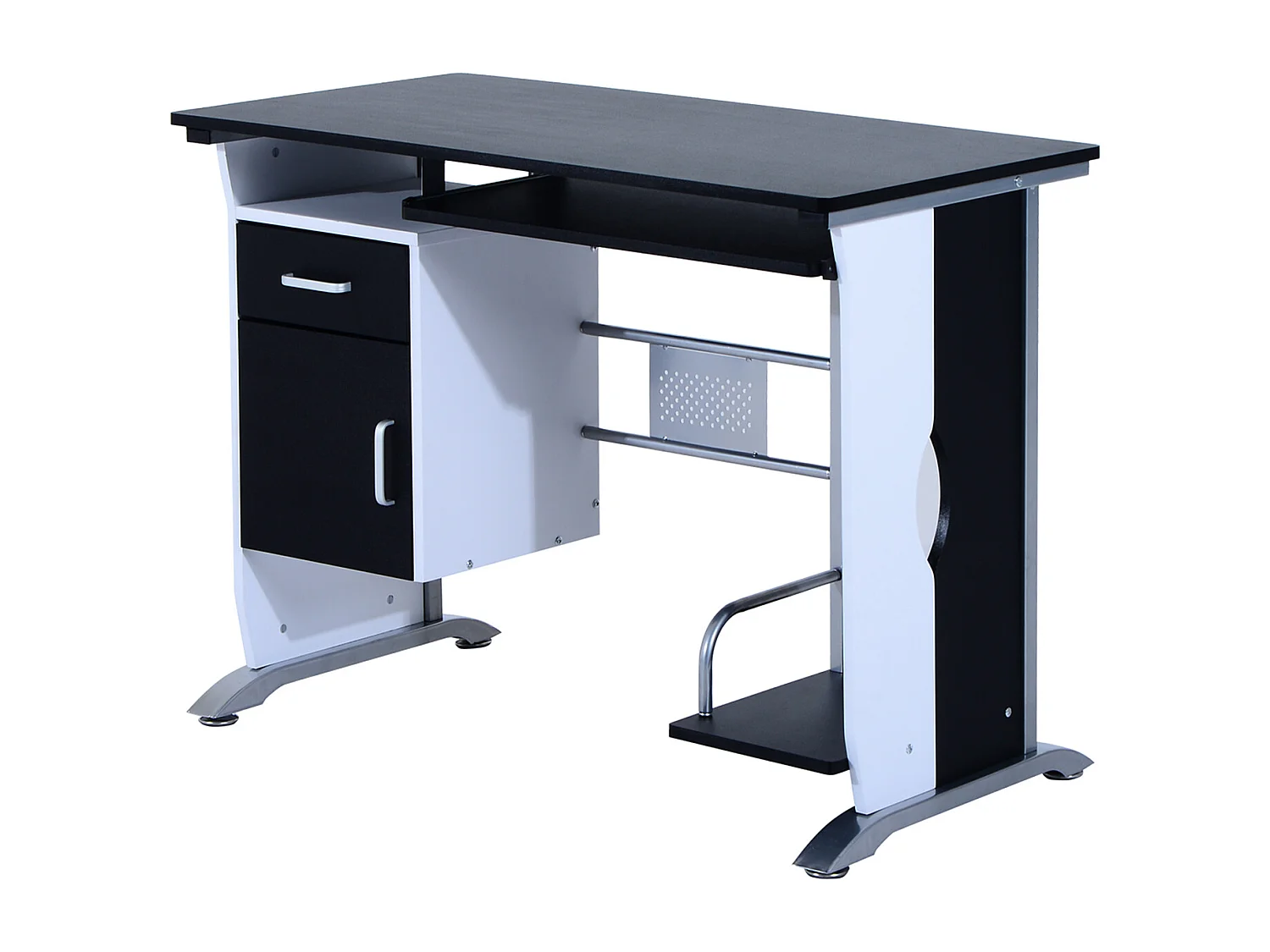 Bureau informatique design en mdf 100 L x 52 I x 75H cm noir et blanc