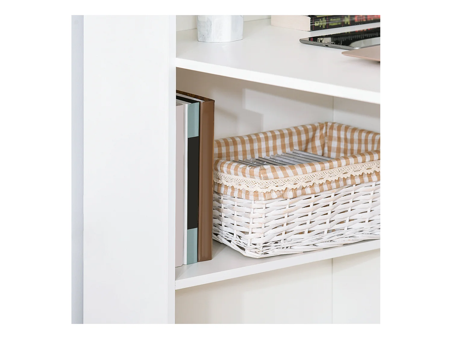 Bureau informatique 120L x 55l x 120H cm bibliothèque adjacente multi-rangements blanc