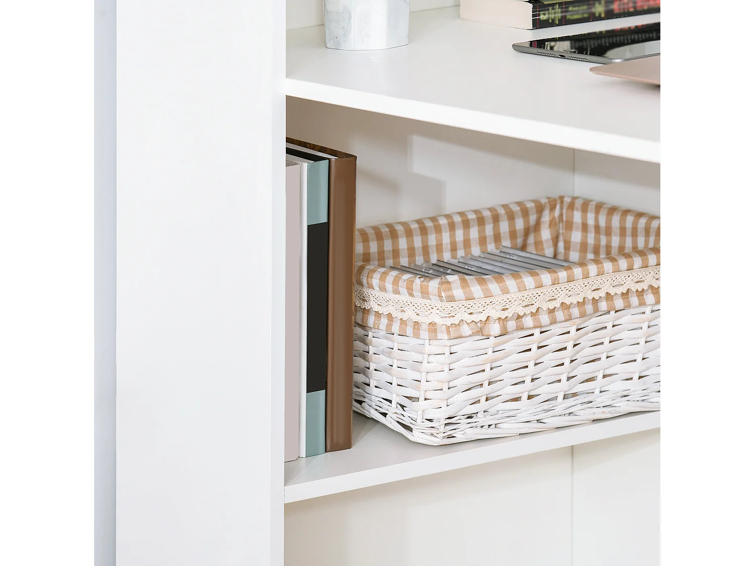 Bureau informatique 120L x 55l x 120H cm bibliothèque adjacente multi-rangements blanc