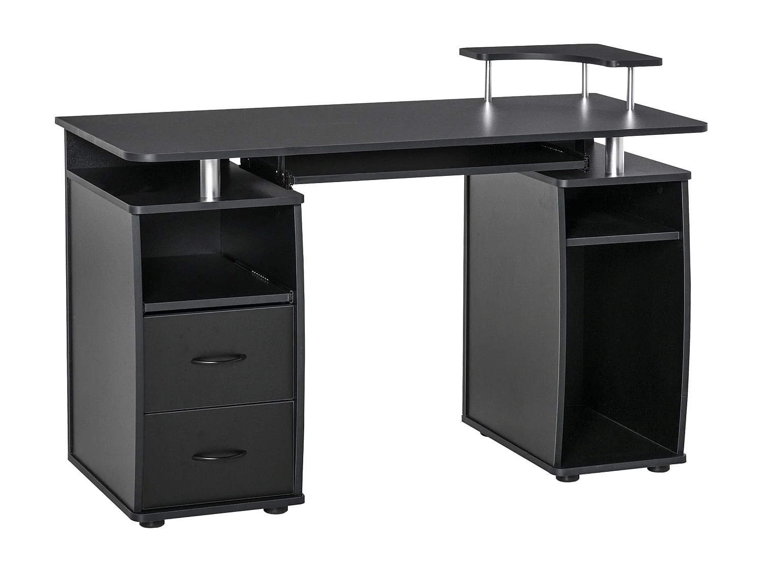 Bureau informatique multimédia multi-rangements 120L x 55l x 85H cm panneaux particules noir
