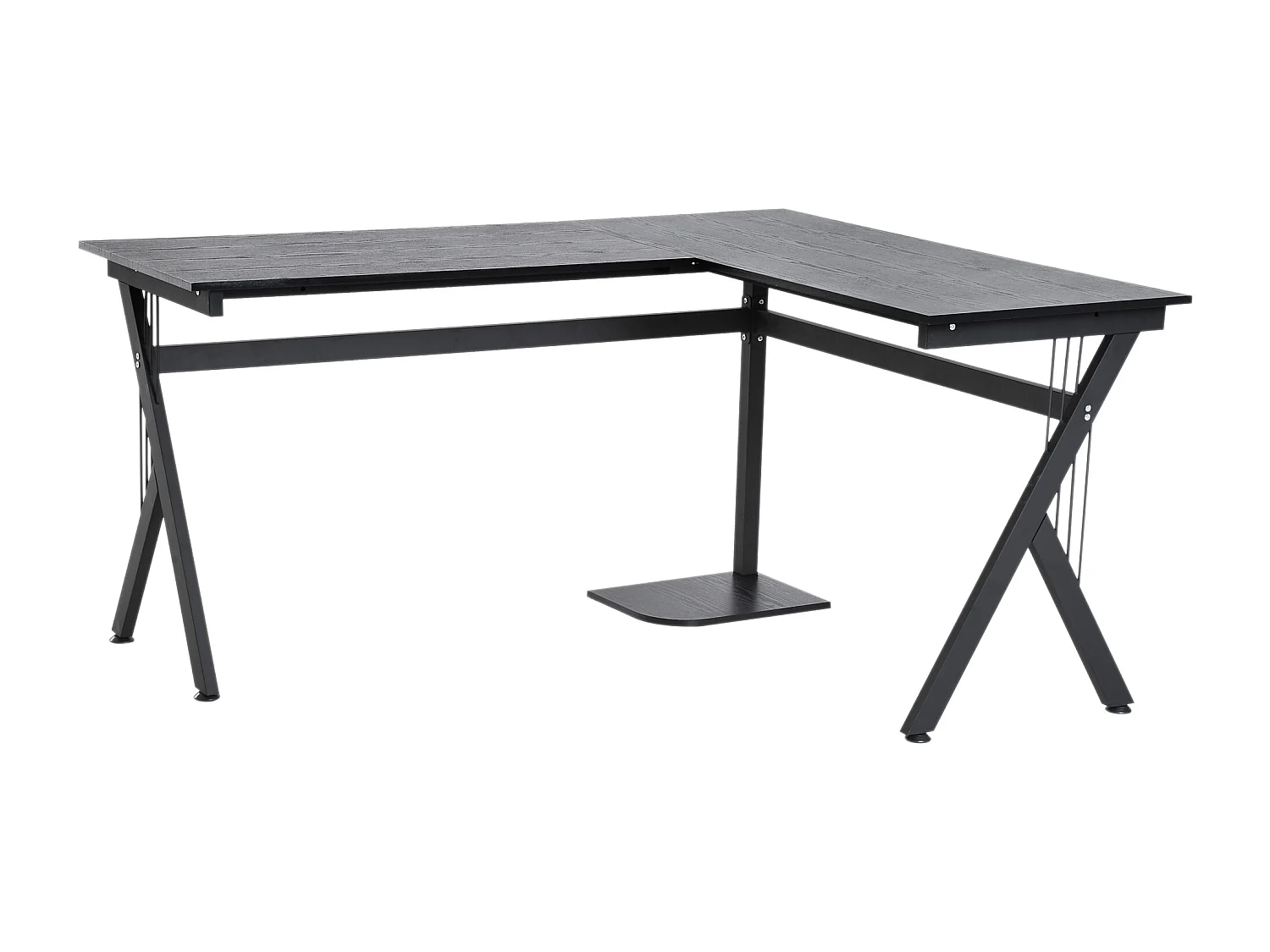 Bureau d'angle informatique design contemporain 155L x 130l x 76H cm MDF acier noir