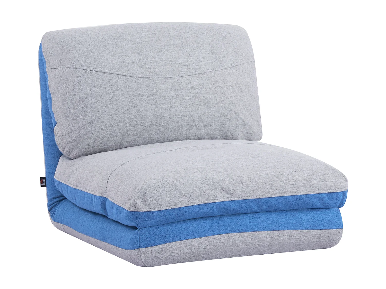 Chauffeuse - matelas d'appoint pliant - fauteuil convertible - inclinaison dossier réglable 5 positions - tissu polyester aspect lin gris clair bleu