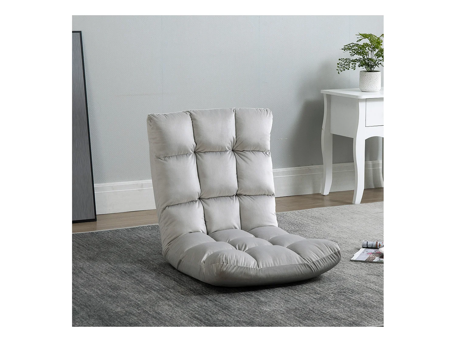 Fauteuil convertible fauteuil paresseux grand confort inclinaison dossier multipositions 90°-180° flanelle polyester capitonné gris clair