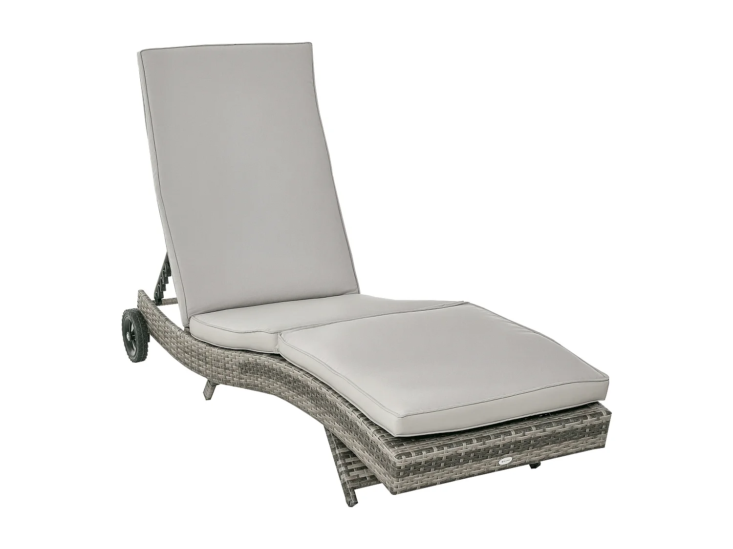 Bain de soleil transat grand confort - dossier inclinable 5 positions roulettes - matelas déhoussable inclus - résine tressée grise