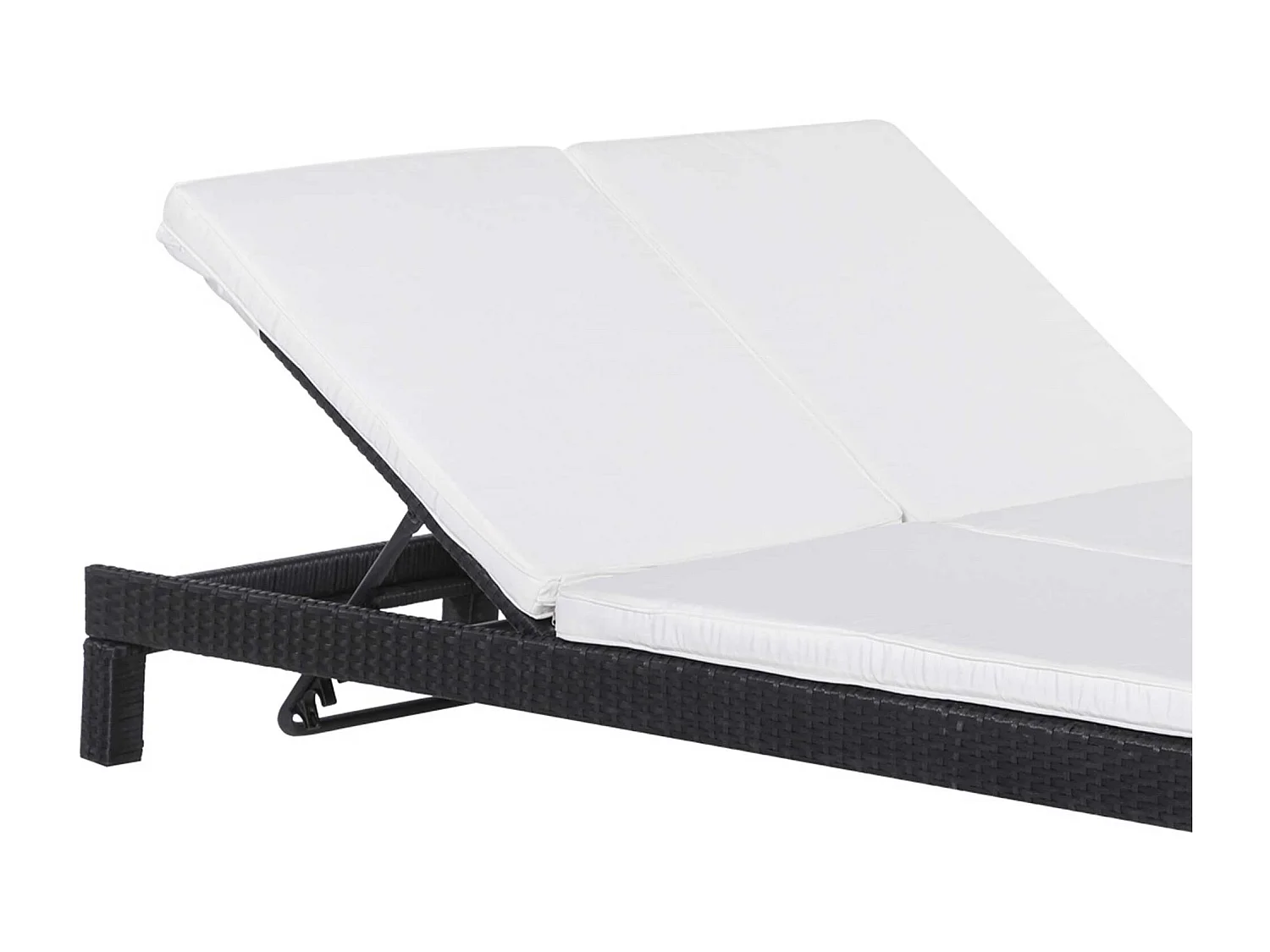 Bain de soleil transat 2 places - grand confort - dossier inclinable multi-positions - matelas fournis crème - résine tressée 4 fils noir