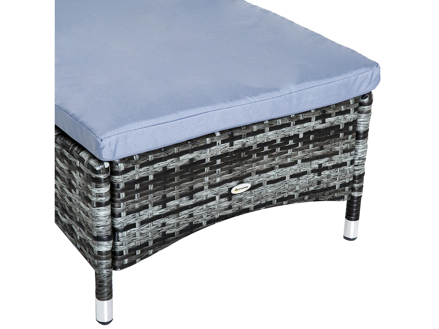 Lot de 2 bains de soleil inclinables tout confort avec table d'appoint résine tressée gris