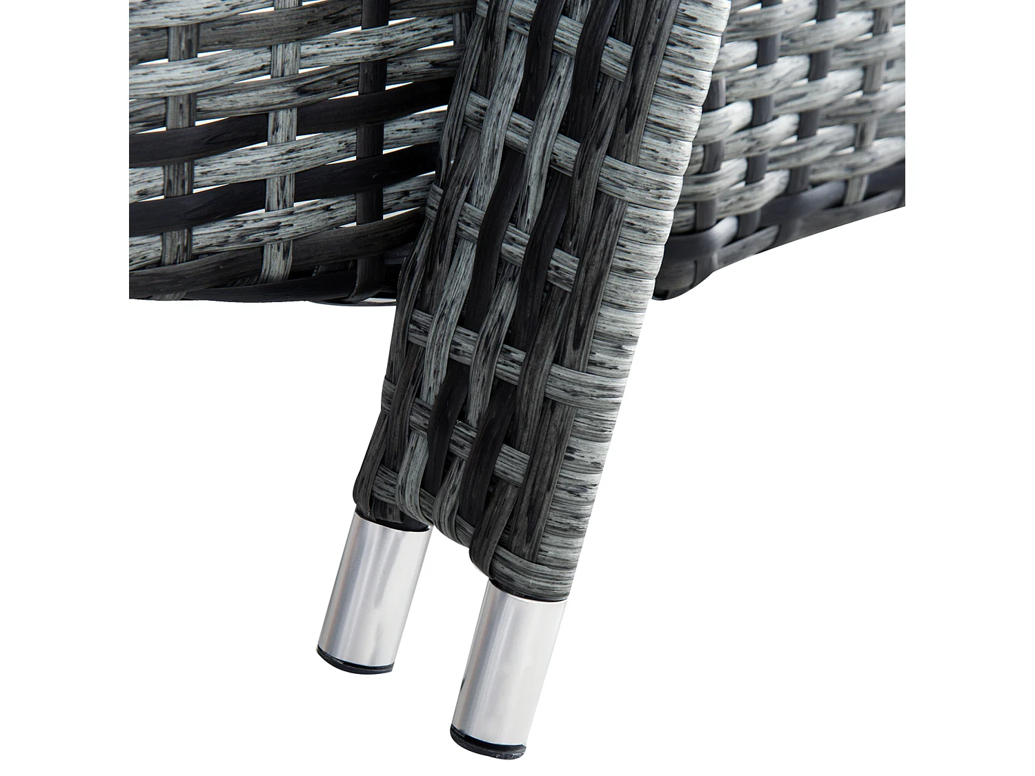 Lot de 2 bains de soleil inclinables tout confort avec table d'appoint résine tressée gris