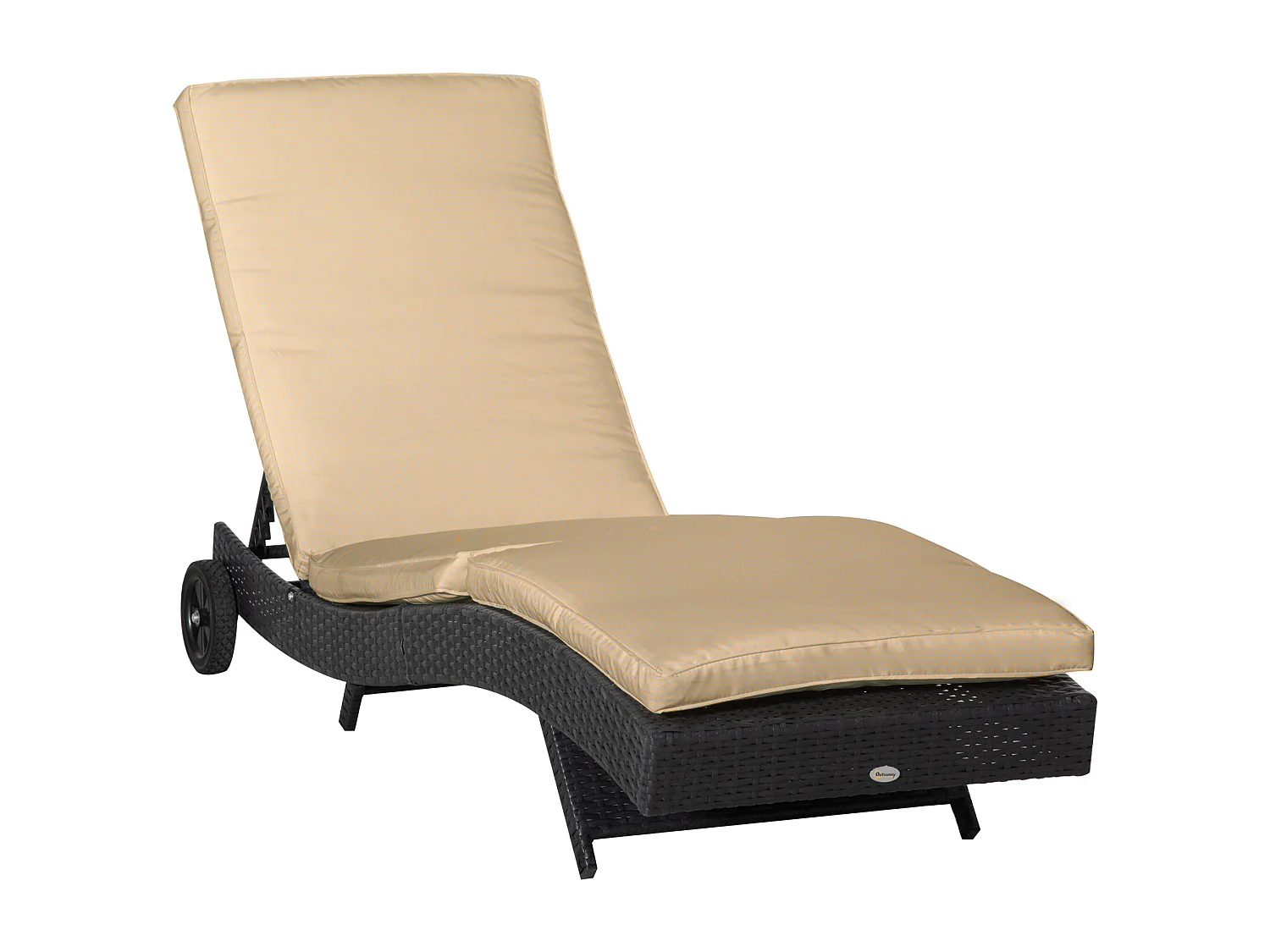 Bain de soleil transat grand confort - dossier inclinable 5 positions roulettes - matelas déhoussable inclus - résine tressée noire