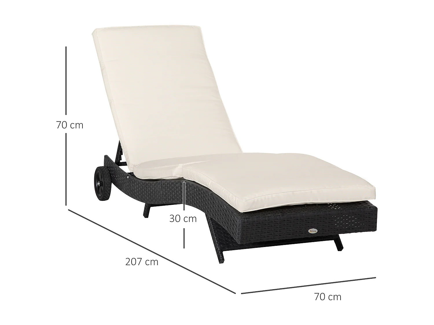 Bain de soleil transat grand confort - dossier inclinable 5 positions roulettes - matelas déhoussable inclus - résine tressée noire