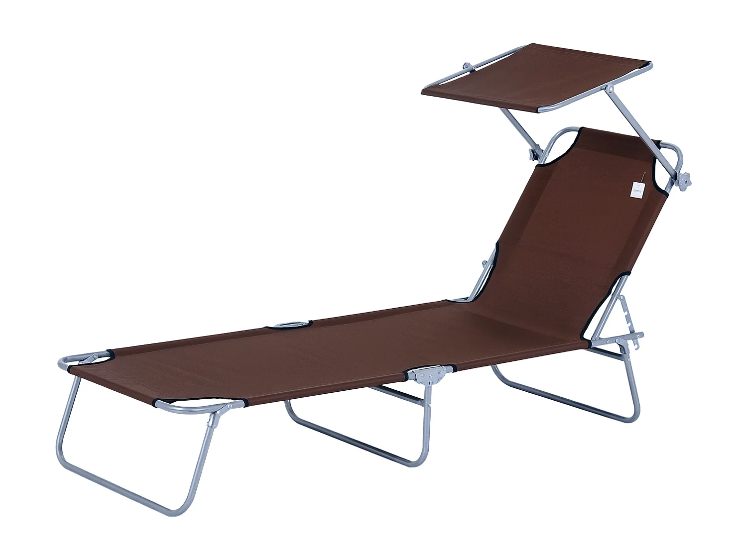 Transat bain de soleil pliable grand confort dossier et pare-soleil réglable multi-positions chocolat