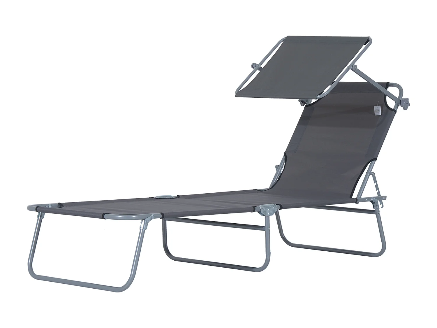 Transat bain de soleil pliable grand confort dossier et pare-soleil réglable multi-positions gris