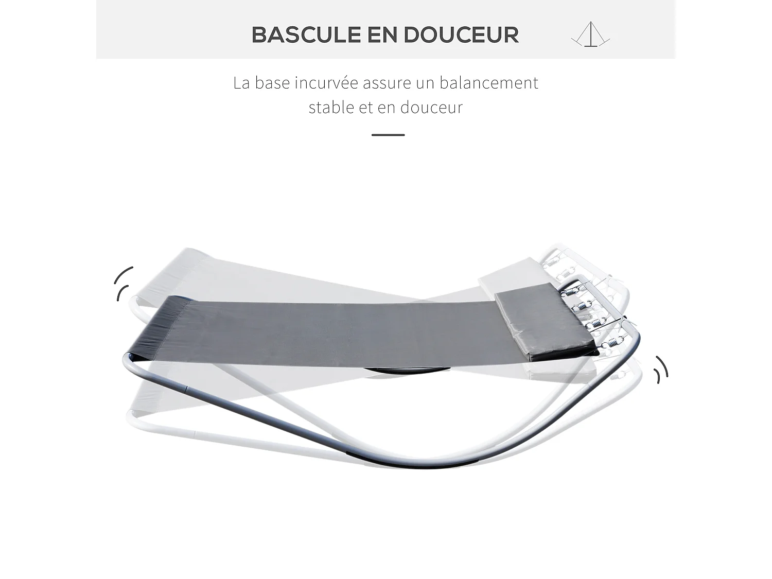 Bain de soleil transat de jardin bascule 2 personnes hamac 2,12 x 1,75 x 0,6 m gris